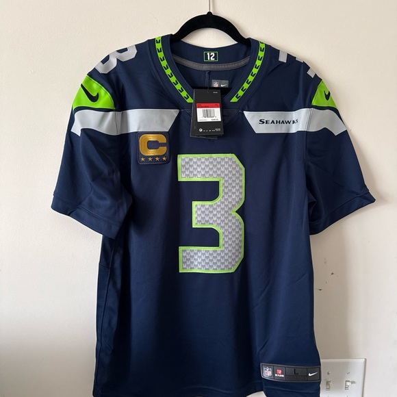 Nike Navy and Lime Green Seahawks Jersey